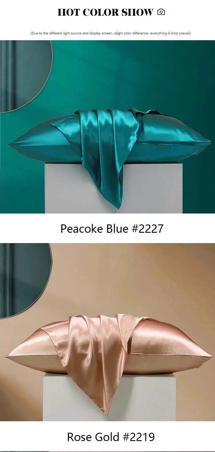 Mulberry silk pillowcase set, 2-piece in Peacock Blue and Rose Gold