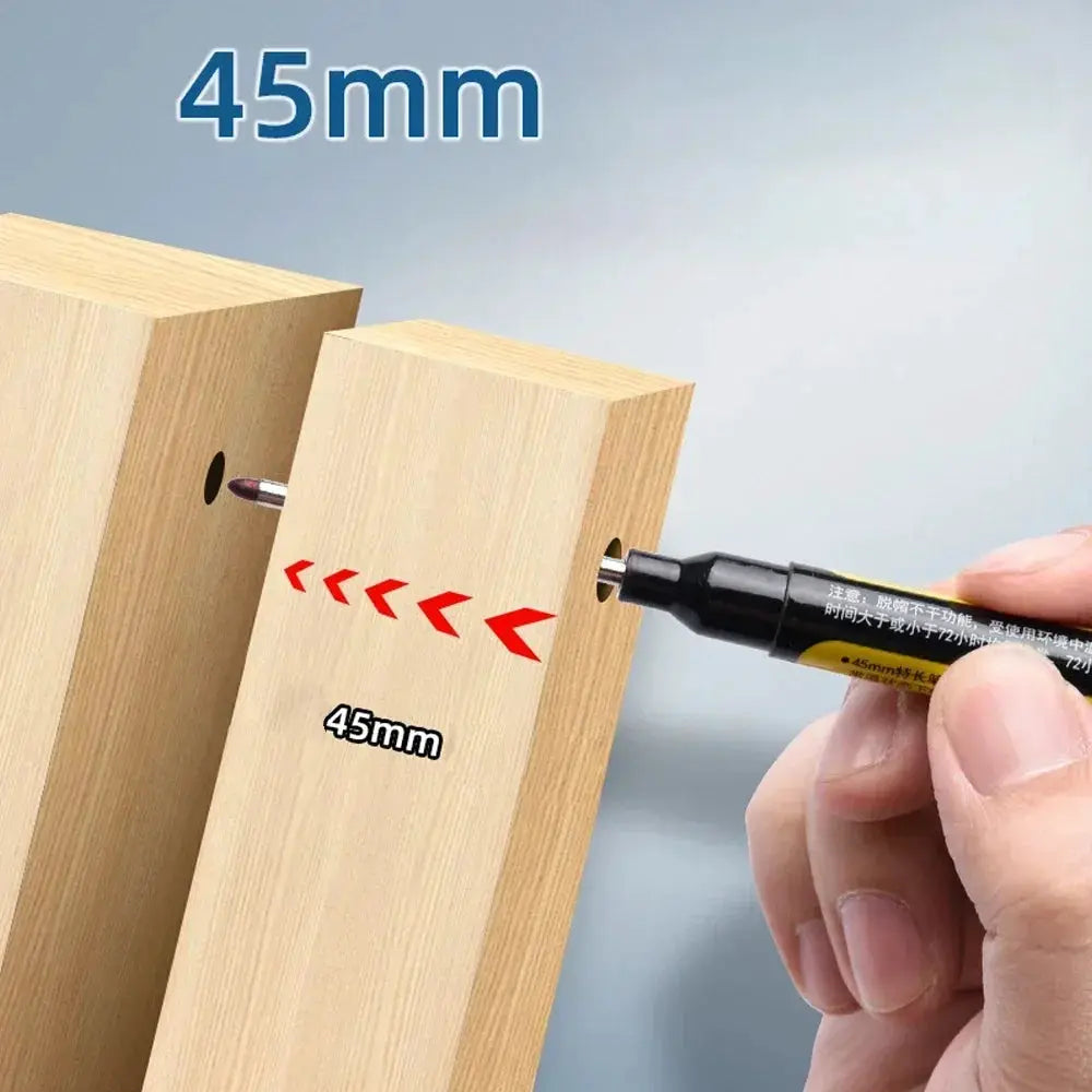 Simples Market 45mm waterproof deep-hole marker pen with long nib for woodworking, black ink