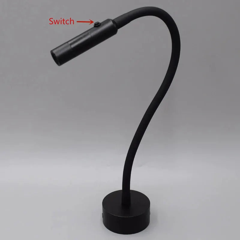LED flexible gooseneck desk lamp with switch, black, Simples Market