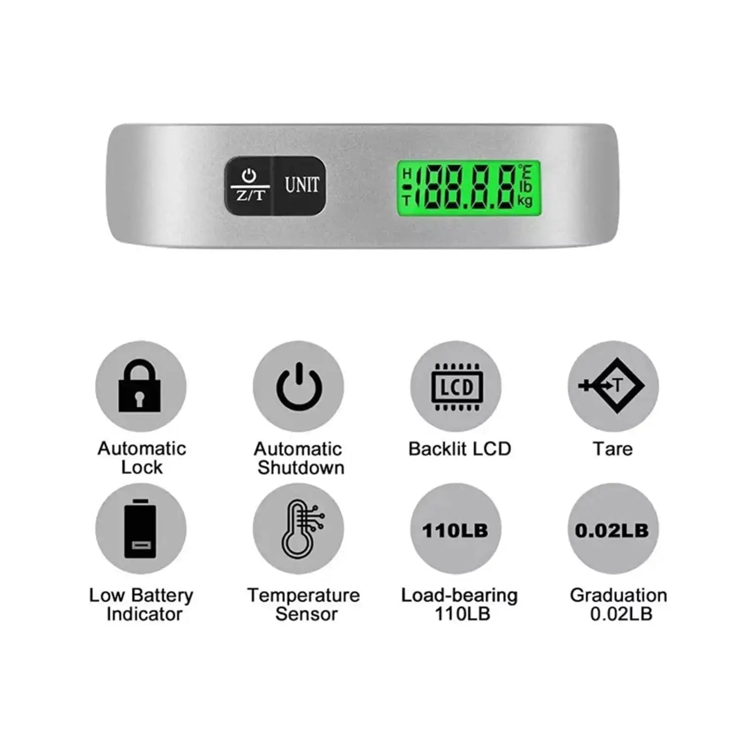 TravelEase 110lb Digital Luggage Scale Handheld for Travel Suitcases Portable Weight Scale
