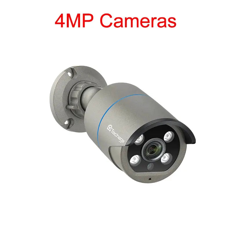 Techage outdoor metal POE IP security camera with 4MP resolution and four LEDs