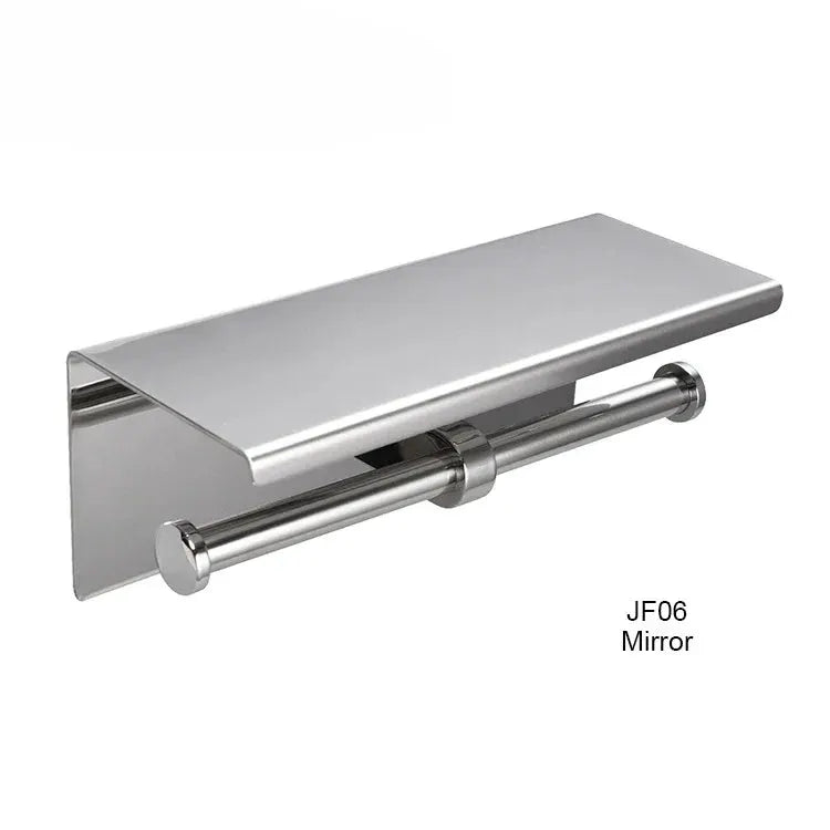 HaloHome Multifunctional Toilet Paper Holder With Shelf Wall Mounted Double Roll Towel Holder Gold Finish