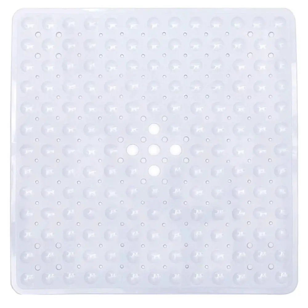 Shower mat 53x53 cm PVC with suction cups, white square anti-slip bath mat