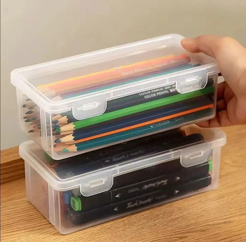 Translucent Pencil Case With Large Capacity Lightweight Storage For School Supplies Organizer Box