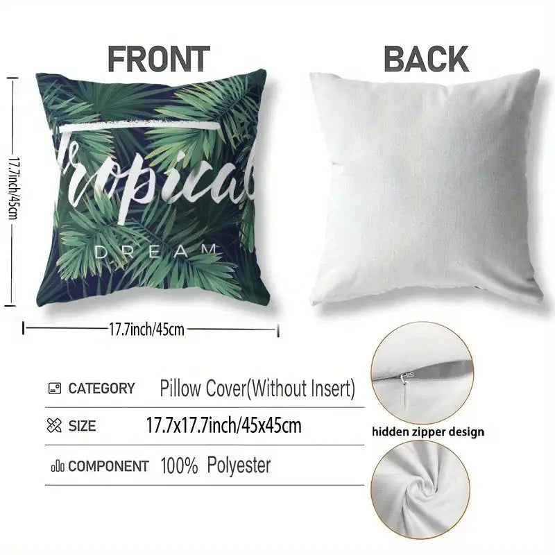 Pillowcase by Simples Market with Bohemian blue-and-white floral and green leaf front, light back; 17.7x17.7in.