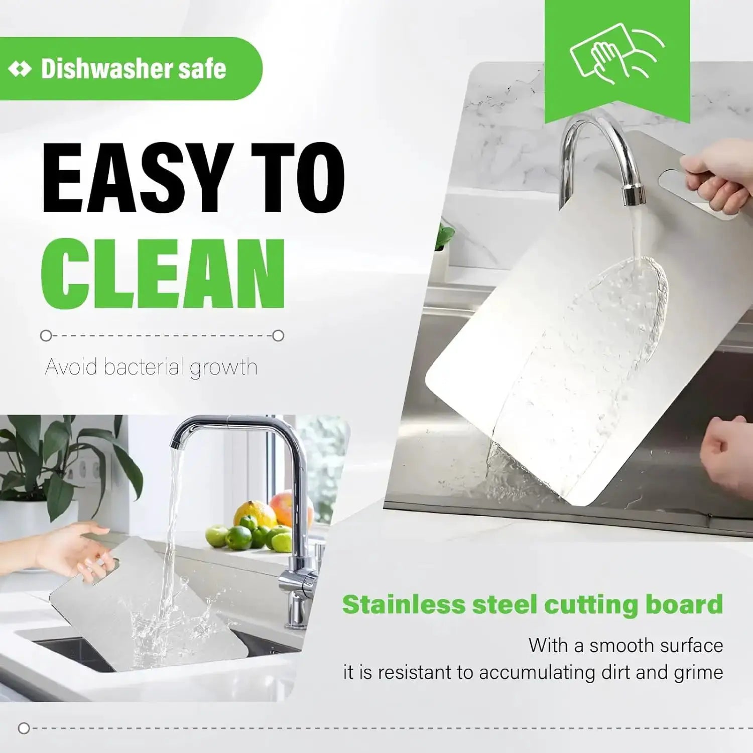 StellarChef Stainless Steel Double Sided Cutting Board Antibacterial Mildew Proof Kitchen Board