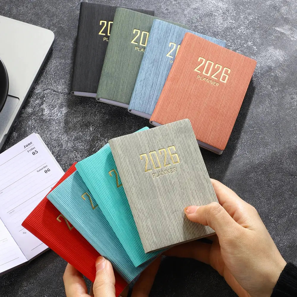 Simples Market 2026 mini pocket planner set; assorted colored textured covers, 64 sheets/128 pages