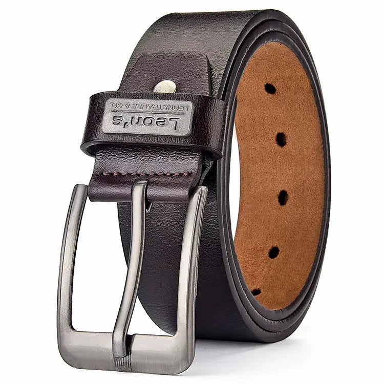 Leons Buckle Leather Casual Jeans Belt For Men Durable PU Material With Retro Luxury Style