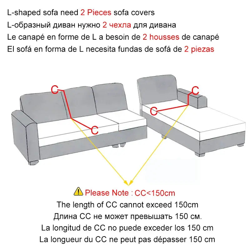 L-shaped sofa covers set, 2 pieces, Simples Market gray stretch velvet with non-slip elastic bottom