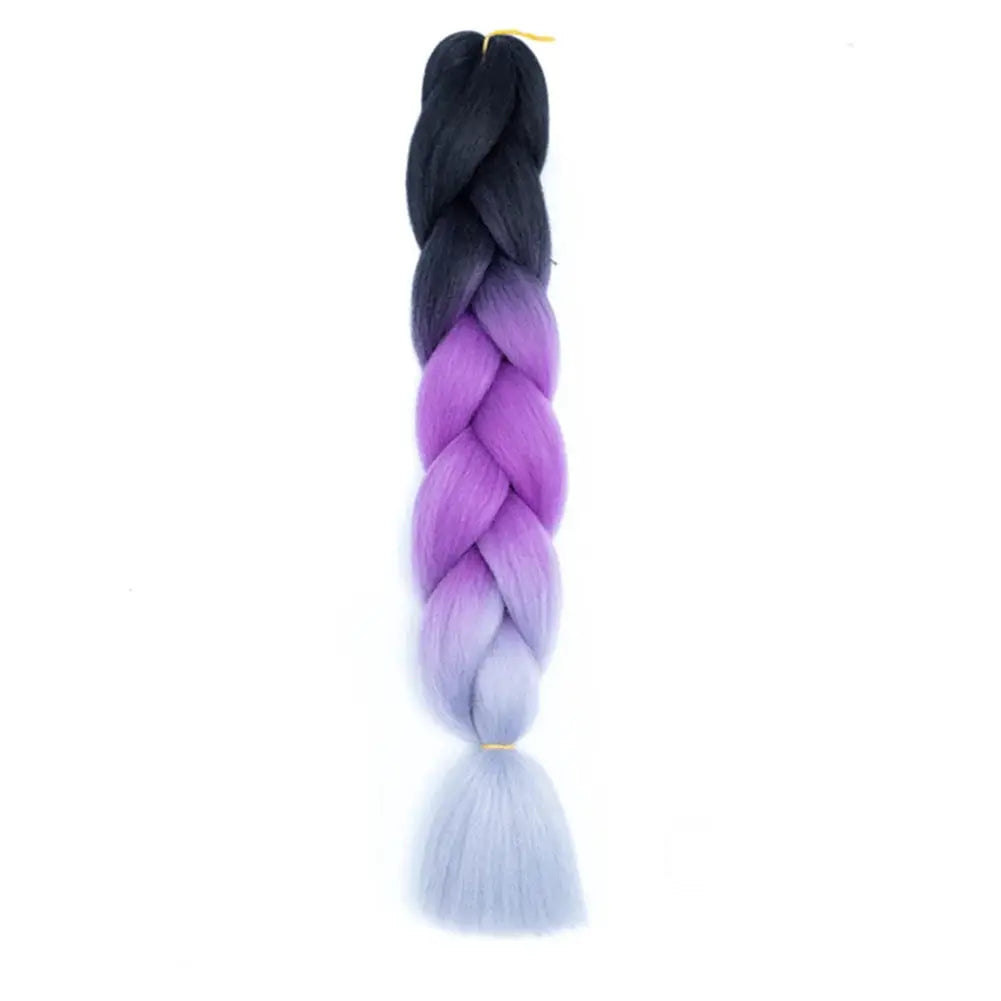 24-inch jumbo afro ombre crochet braiding hair; Simples Market synthetic extensions in black to purple to blue gradient