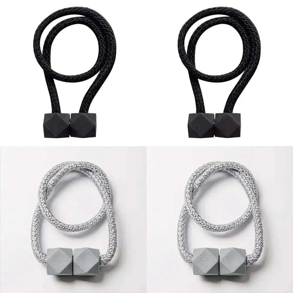 4 Pcs Curtain Tiebacks With Strong Magnets Thick Rope Design For Bedroom Living Room Kitchen Durable Plastic Home Decor - Simples Market
