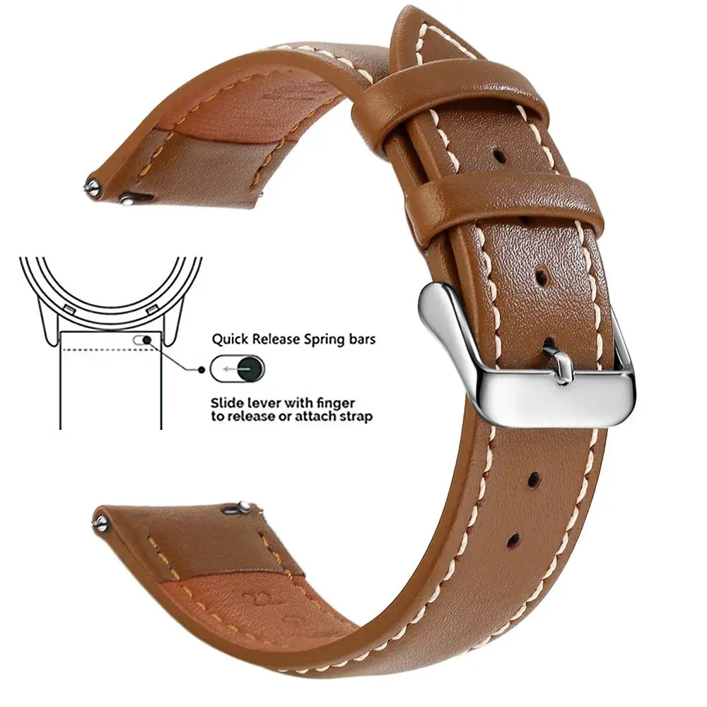 Timely Top Grain Genuine Leather Watch Band Quick Release For Easy Swaps Fits 12 To 24 Mm