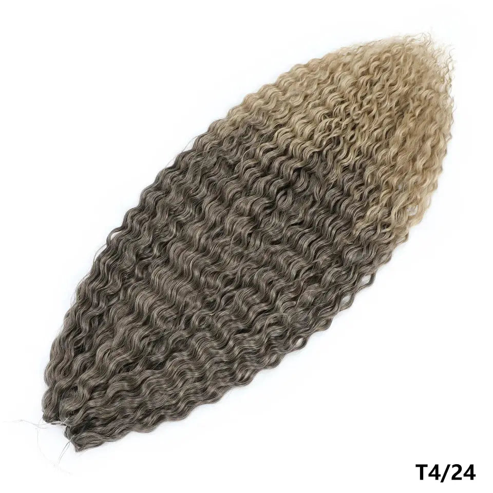 Ariel Curls crochet hair extensions in ombre blonde–brown synthetic deep-wave texture by Simples Market