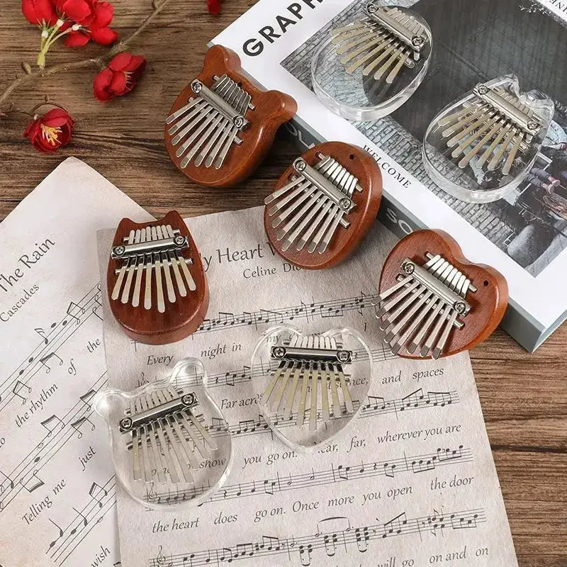 8 Keys Mini Kalimba Wooden Thumb Piano With Lanyard Sapele Wood Portable Gift Set For Kids And Adults