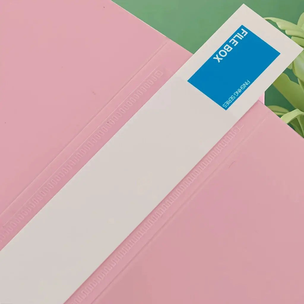 Large capacity foldable plastic file box for office use, pink with white label strip, Simples Market