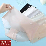 7-piece set of ultra-thin ice-silk panties, low-rise quick-dry underwear in assorted nude and pastel colors