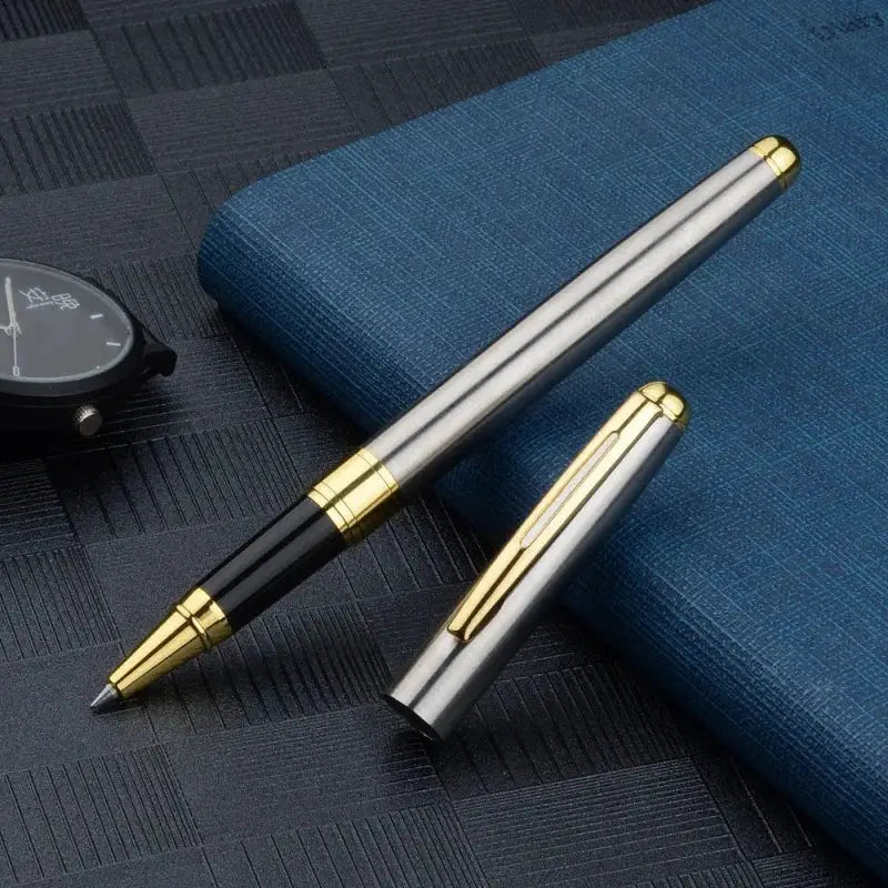 Stainless steel ballpoint pen set of two by Simples Market with gold-tone trim