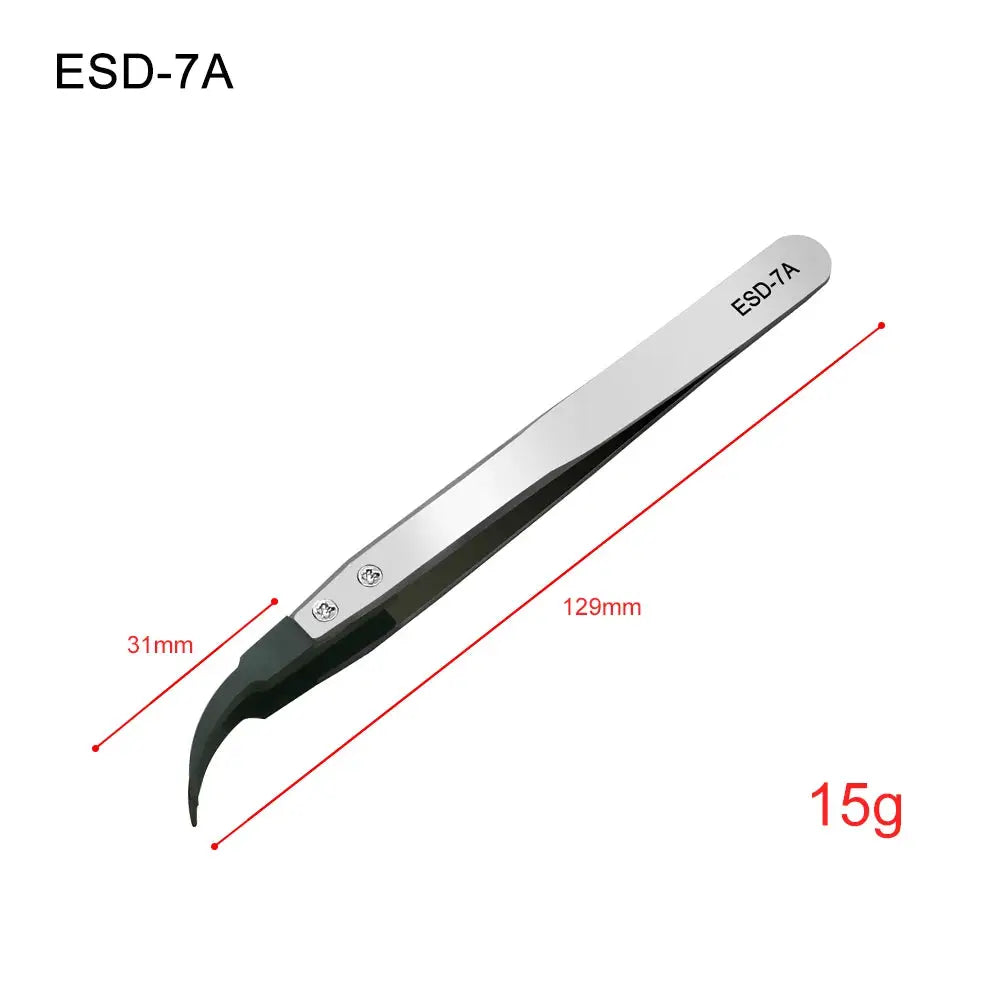 Lefavor Anti Static Electronics Tweezers Set Curved And Straight Tips Stainless Steel Precision Hand Tools Phone Repair