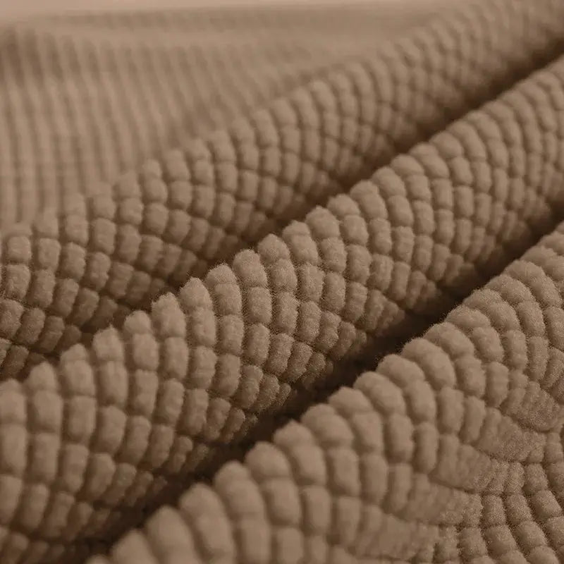 Simples Market grey polar fleece headboard cover; thick plush textured fabric close-up