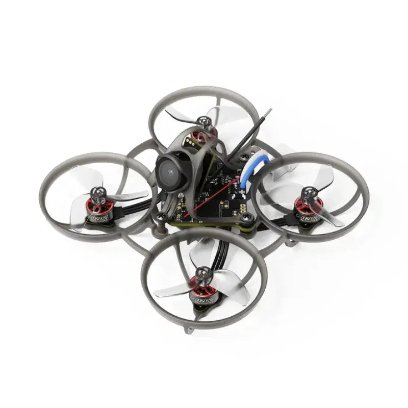BETAFPV Air65 ll brushless whoop quadcopter with gray circular prop guards and four propellers