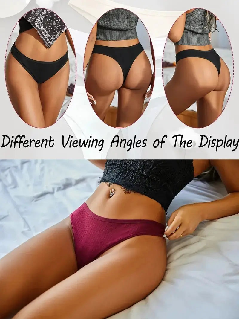 Simples Market 6-piece set cotton ribbed low-rise thong underwear in assorted colors