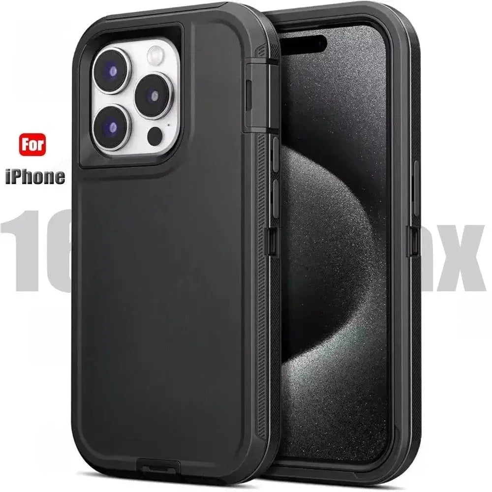 Simples Market Premium 3IN1 heavy-duty anti-drop iPhone case, black shockproof box cover