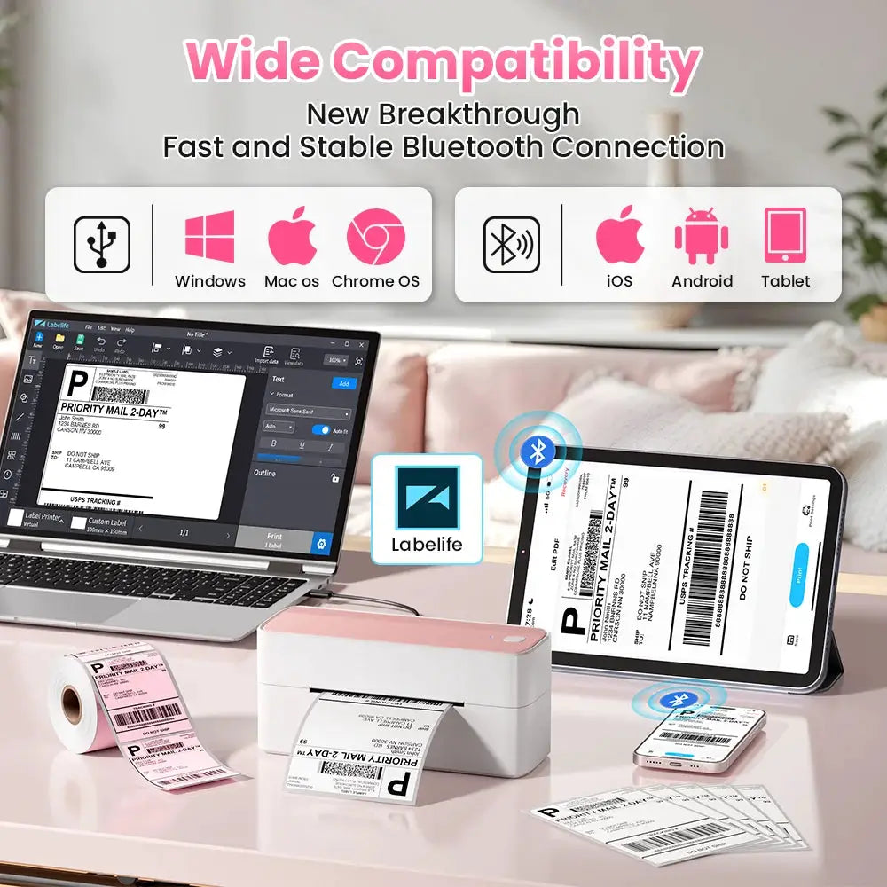 Phomemo 241 Bluetooth Thermal Label Printer 4x6 for iPhone Android Mac
