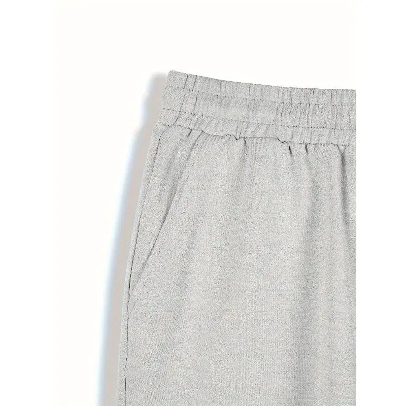 Men's cotton shorts with elastic waistband and drawstring, light gray