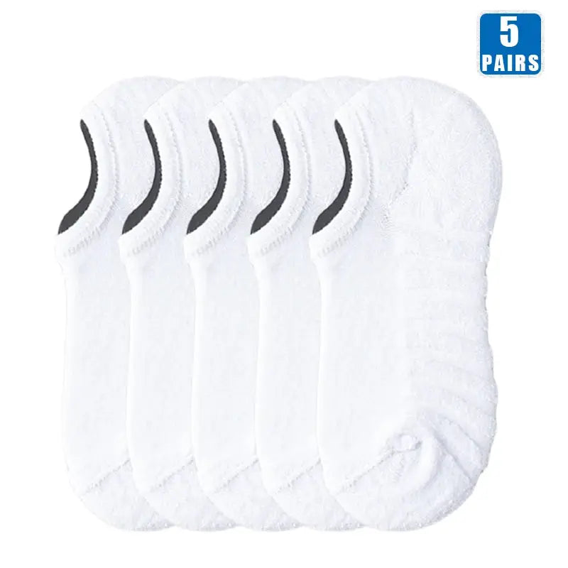 5 Pairs Mens Short Socks Cotton Breathable Ankle Low Cut Non Slip Casual Crew Socks For Summer And Autumn Wear