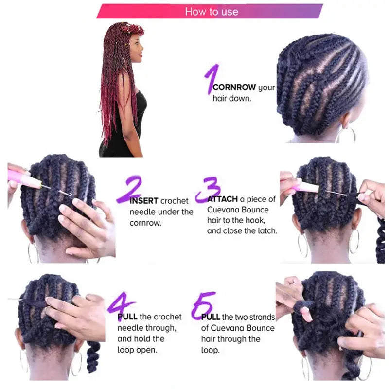 WIGSIN 20in synthetic pre-stretched yaki box braiding hair by Simples Market, shown in a step-by-step tutorial collage.