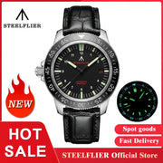 STEELFLIER SF783 NH35 automatic diver with ceramic bezel, luminous hands, 200m water resistance, black leather strap