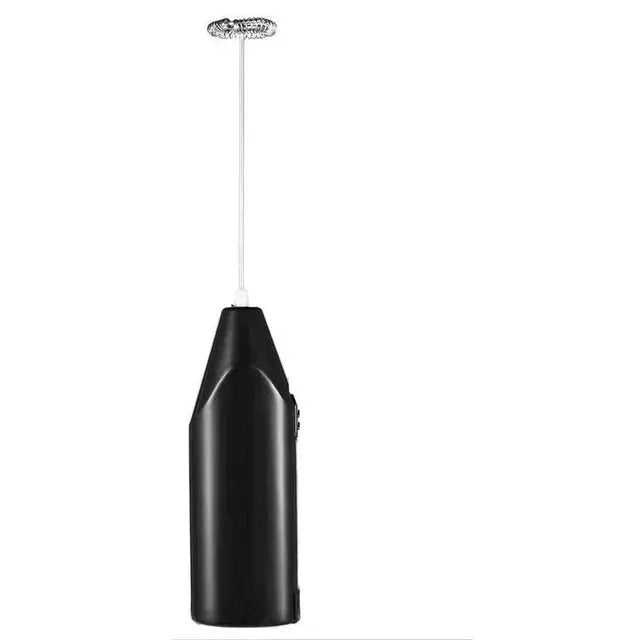 Handheld electric milk frother, black portable drink mixer with whisk, 1-pack