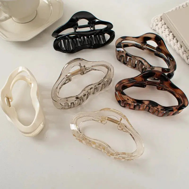 LuxeCrab Irregular Hollow Out Hair Clips Large Tortoiseshell Crab Barrettes for Women and Girls
