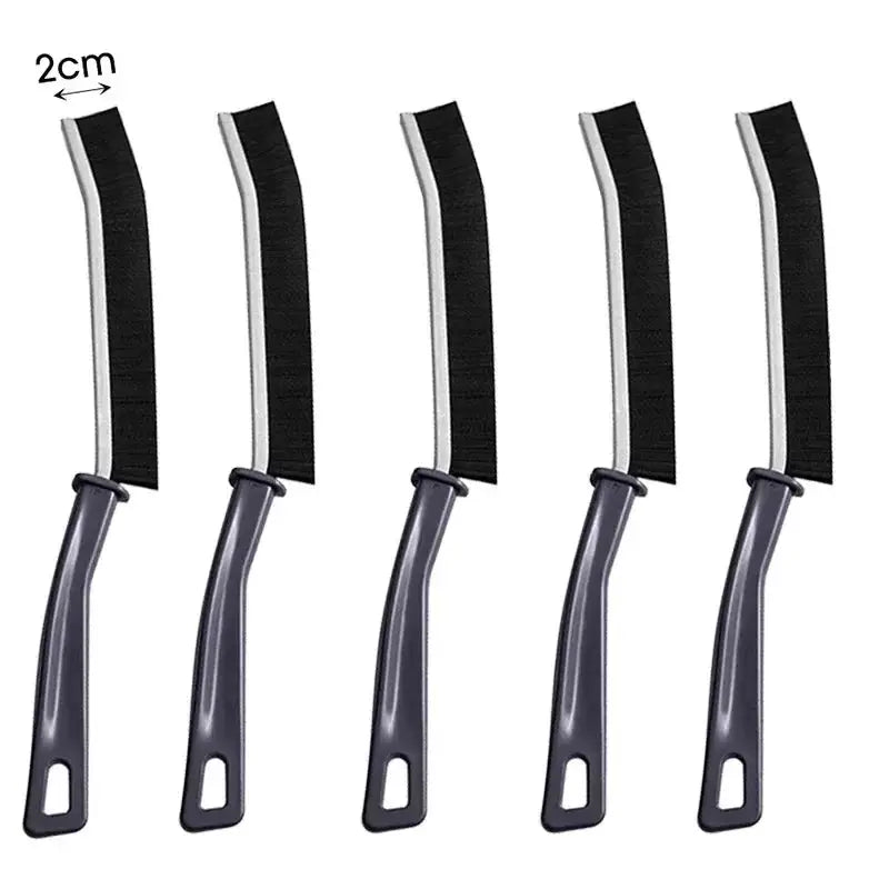 Simples Market grout cleaning brush set, five hard-bristle curved brushes with gray handles for tile joints and showers.