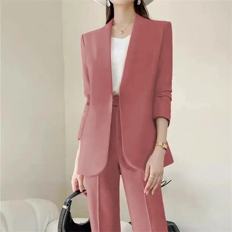 Simples Market women's dusty rose 2-piece suit set with blazer and matching pants