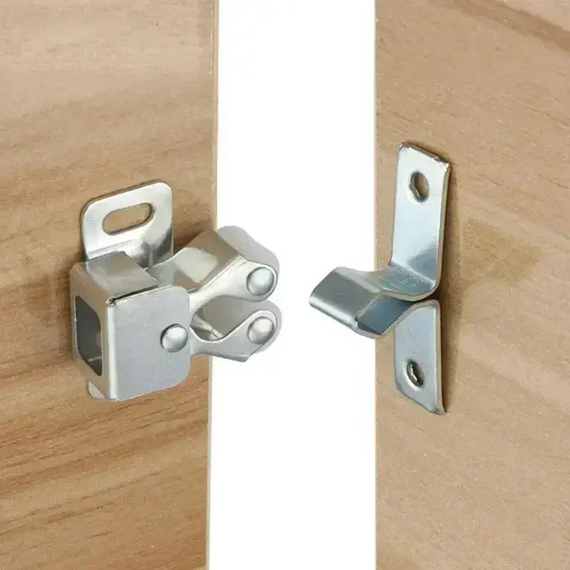 Magnetic Dual Wheel Spring Lock Buckle for Cabinet Doors and Drawers Stainless Steel Wardrobe Locking Hardware
