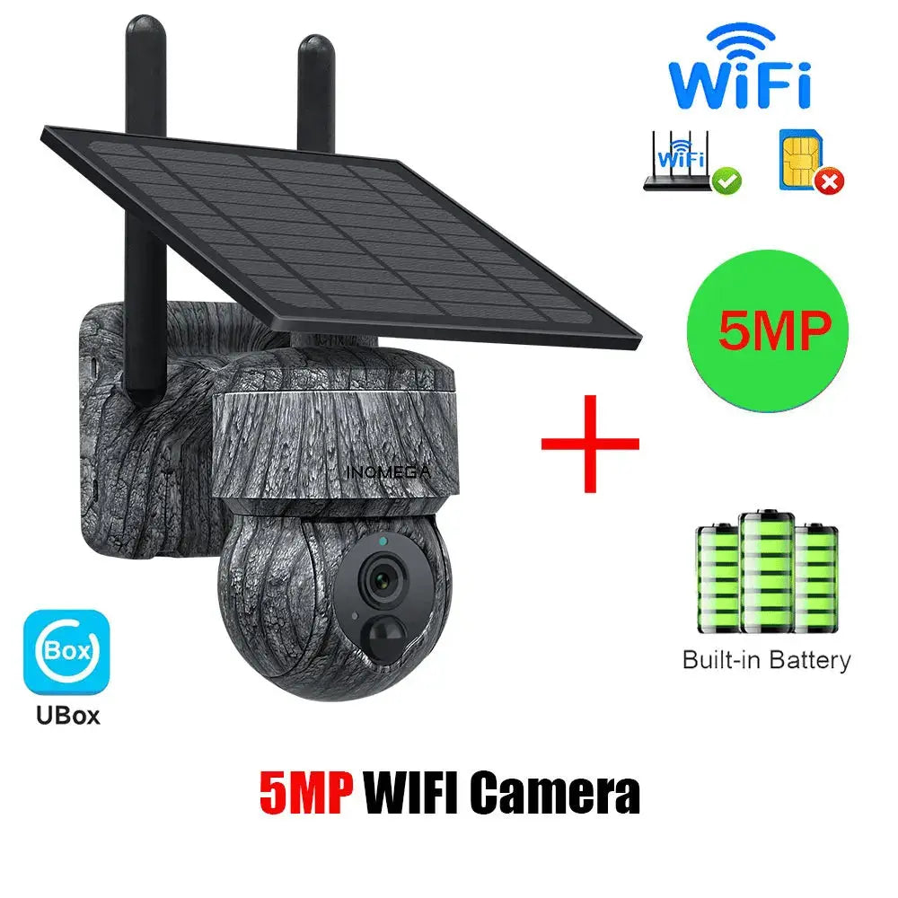 INQMEGA 5MP WIFI PTZ solar camera with solar panel and built-in battery by Simples Market