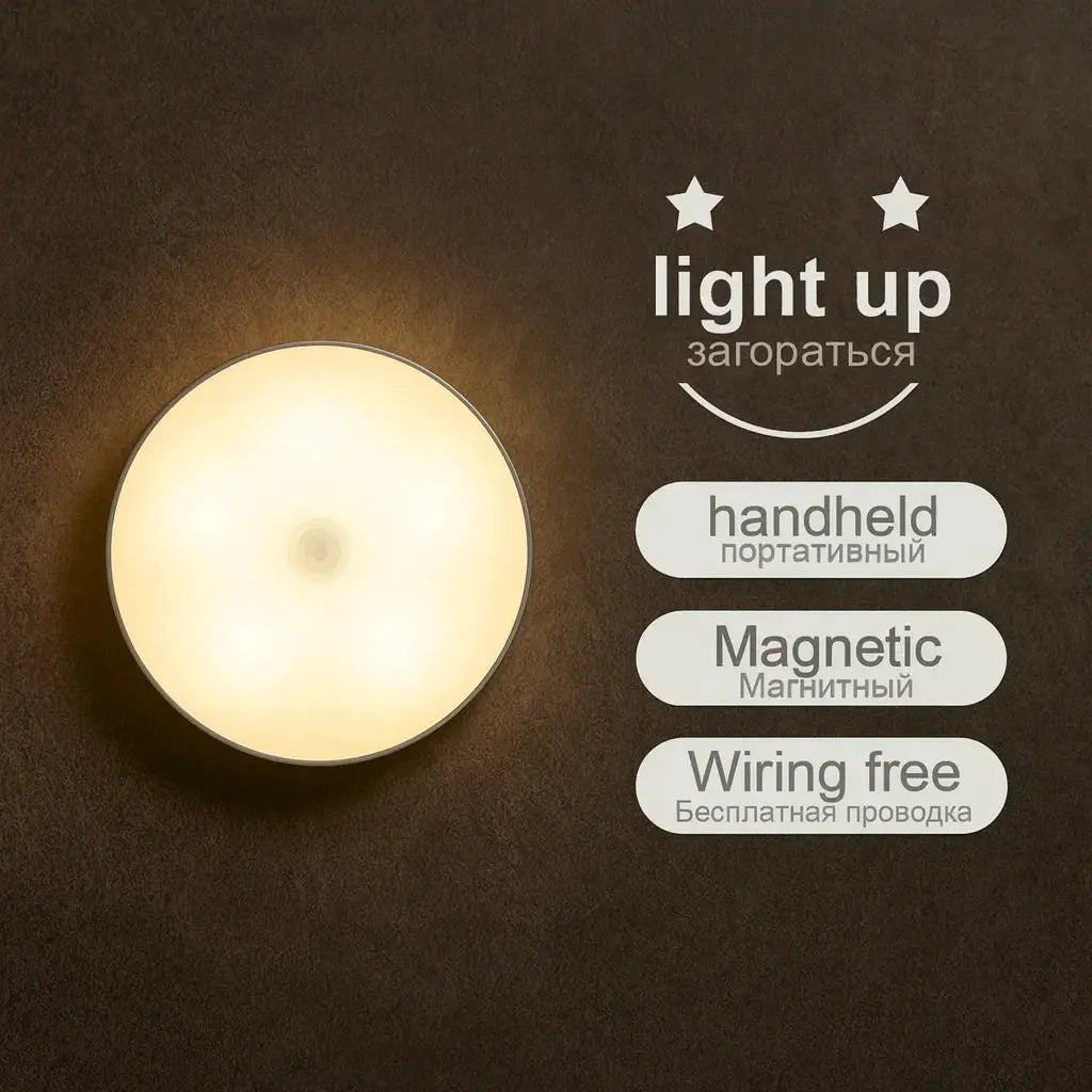 USB Rechargeable LED Night Light Motion Sensor Magnetic Wireless Lamp Warm White No Flicker For Closet Bed Cabinet