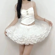 Lolita petticoat underskirt, 35cm, white fluffy mesh crinoline by Simples Market.