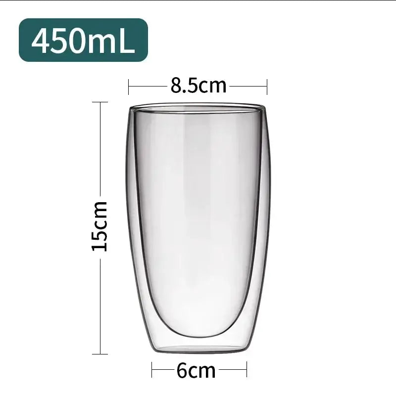 Double Bottom Wall Glass Tumbler Set For Coffee Tea Whiskey Vodka Wine Heat Resistant Drinkware