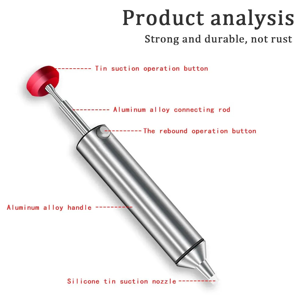 AnsiKi MJF D9 Solder Sucker Desoldering Pump Aluminum Alloy Manual Vacuum Suction Tool for PCB Repair
