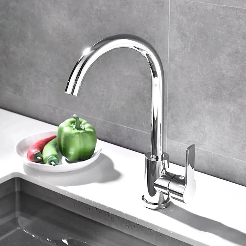 Simples Market chrome kitchen faucet with high-arc spout, deck-mounted, single lever
