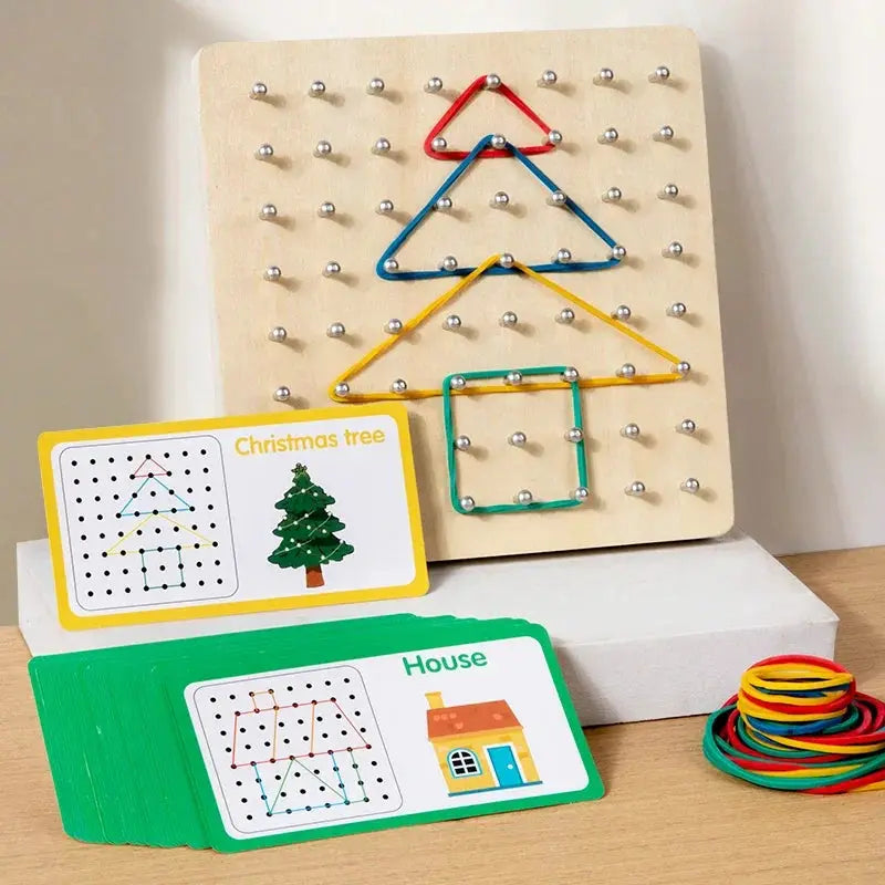 Montessori Rubber Tie Nail Boards Set With Cards For Baby And Preschool Kids Creative Graphics Educational Toy