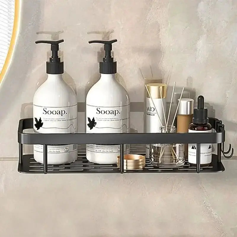 HomeZen No Drill Corner Shelf Bathroom Storage Rack Wall Mount Shower Organizer Aluminum Construction