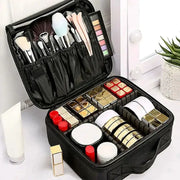 GlamGuard Professional Travel Makeup Case Waterproof Oxford Fabric Organizer For Brushes And Cosmetics