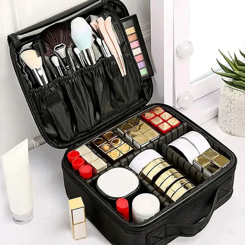 GlamGuard Professional Travel Makeup Case Waterproof Oxford Fabric Organizer For Brushes And Cosmetics