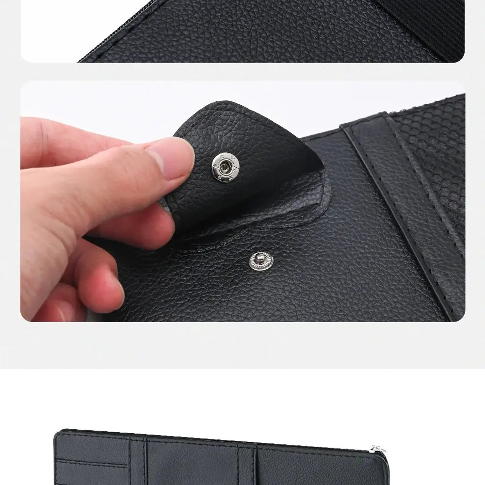 Simples Market JFBONIN black faux-leather car sun visor organizer with sunglasses clip and card/pen holders