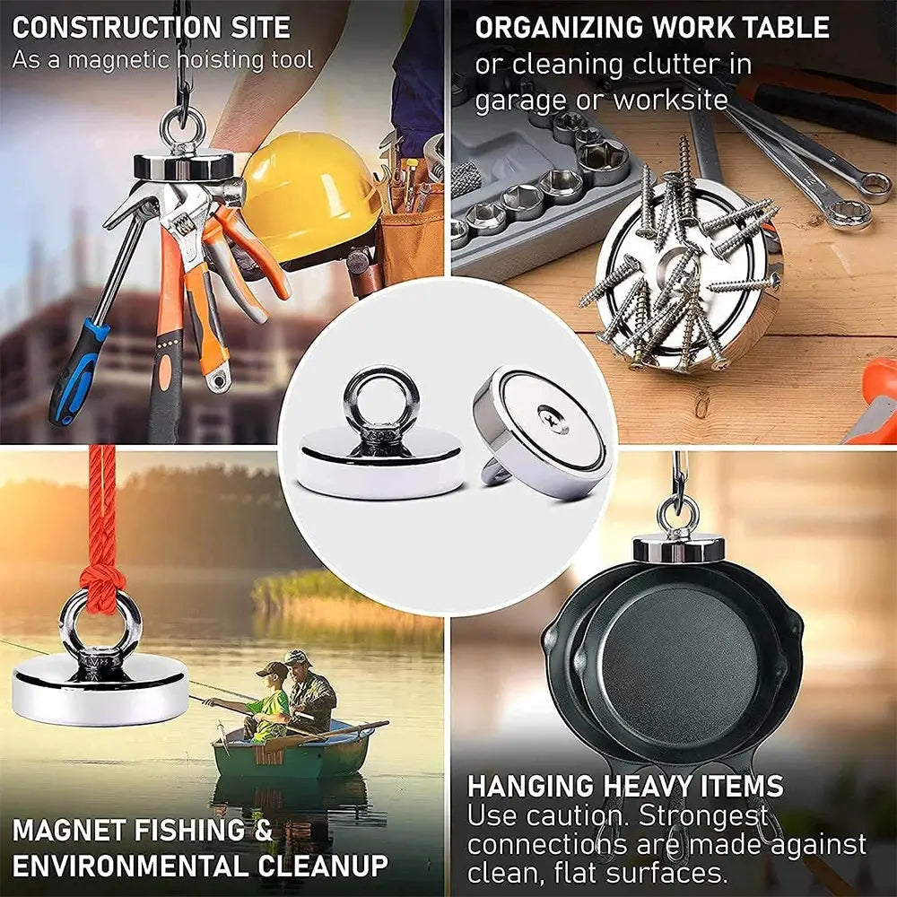 Neodymium Fishing Magnet N52 With Countersunk Eyebolt Salvage