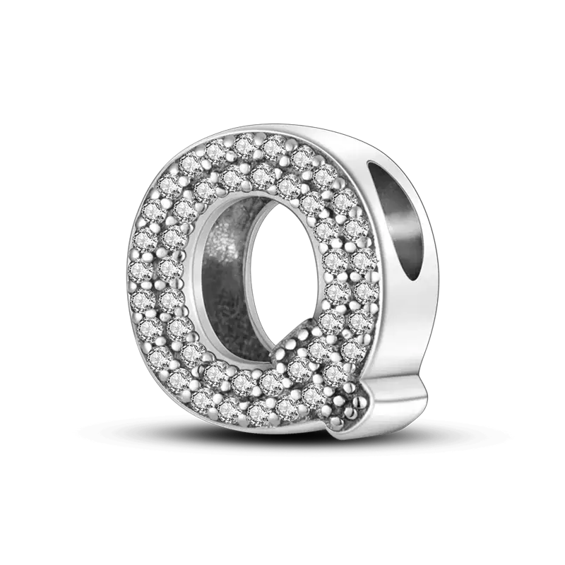Charmhub Fit Original silver bangle with pavé CZ crystal circle charm