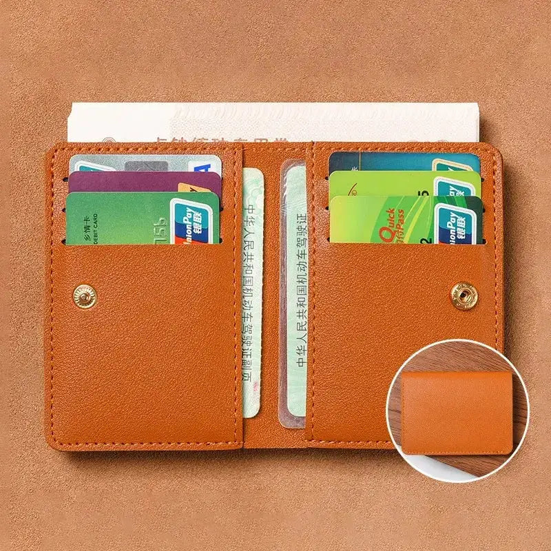 Simples Market Classic Designer PU Leather small wallet in tan with dual card slots and coin pocket